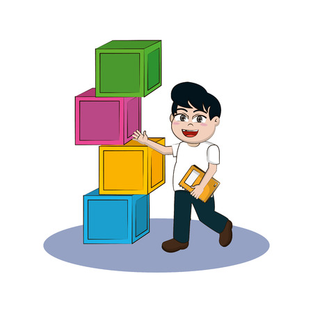 elementary school student boy body cartoon vector illustration graphic designのイラスト素材