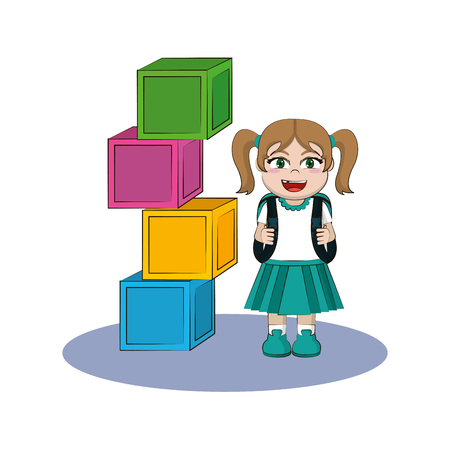 elementary school girl body cartoon vector illustration graphic designのイラスト素材