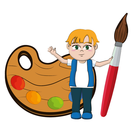 elementary school student boy body cartoon vector illustration graphic designのイラスト素材
