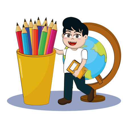 elementary school student boy body cartoon vector illustration graphic designのイラスト素材