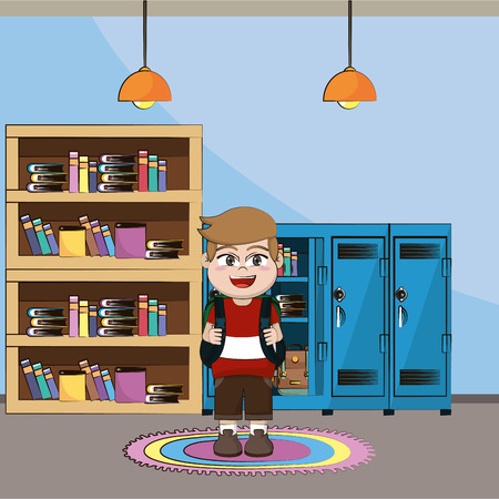 elementary school student boy body cartoon vector illustration graphic designのイラスト素材