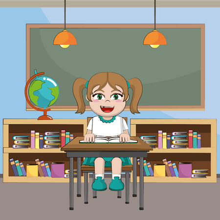 elementary school girl body cartoon vector illustration graphic designのイラスト素材