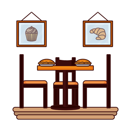 bakery food restaurant cartoon vector illustration graphic designのイラスト素材