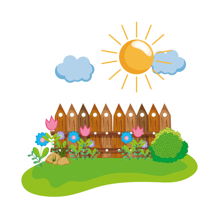 cute fairytale landscape scene vector illustration designのイラスト素材