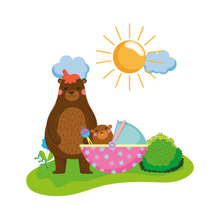 cute and little bear and baby vector illustration designのイラスト素材
