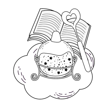 magic potion bottle with wand vector illustration designのイラスト素材