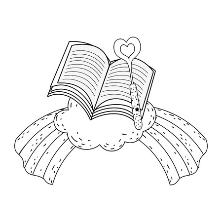 magic wand with heart and rainbow vector illustration designのイラスト素材