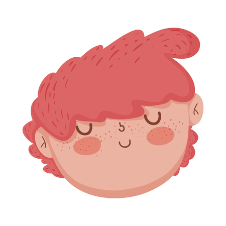 little chubby boy head character vector illustration designのイラスト素材