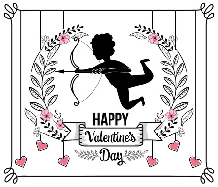 cupid with arrow and arc to valentine dayのイラスト素材