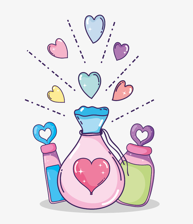 valentine bottle decoration with hearts to event vector illustrationのイラスト素材