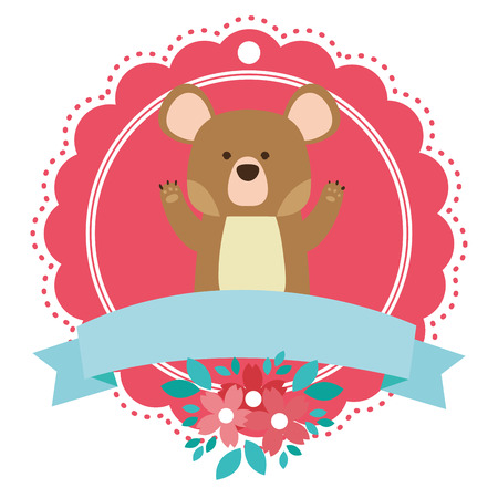 bear round icon with flowers vector illustration graphic designのイラスト素材