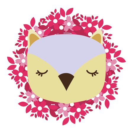 owl only face and flowers vector illustration graphic designのイラスト素材
