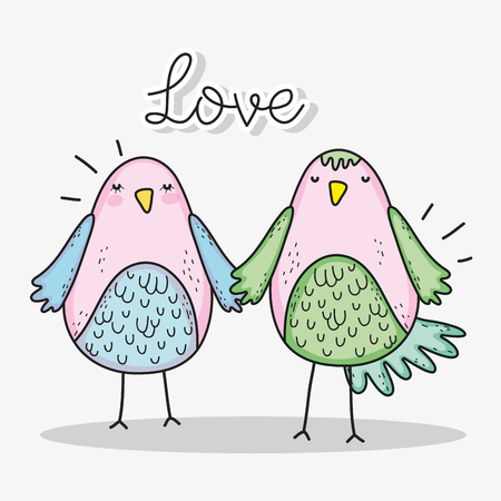 birds couple celebrating valentines day vector illustrationのイラスト素材