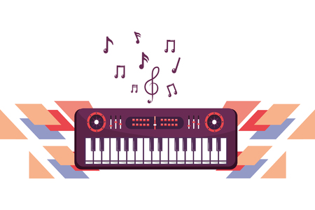 keyboard with music notes pop art vector illustration graphic designのイラスト素材