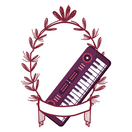 keyboard with leaves drawing vector illustration graphic designのイラスト素材