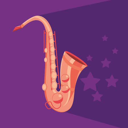 saxophone with stars pink vector illustration graphic designのイラスト素材