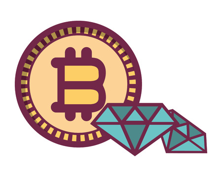 bitcoin and diamonds vector illustration graphic designのイラスト素材
