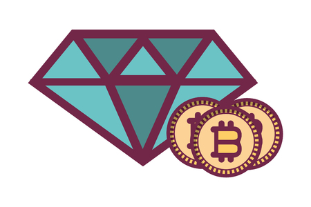 bitcoins and diamond vector illustration graphic designのイラスト素材