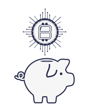 bitcoins and piggy vector illustration graphic designのイラスト素材