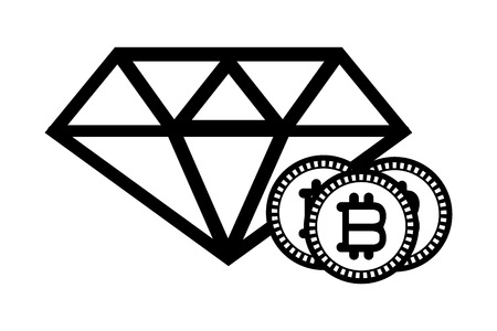bitcoins and diamond black and white vector illustration graphic designのイラスト素材