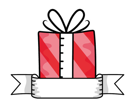 cute gift box with banner cartoon vector illustration graphic designのイラスト素材