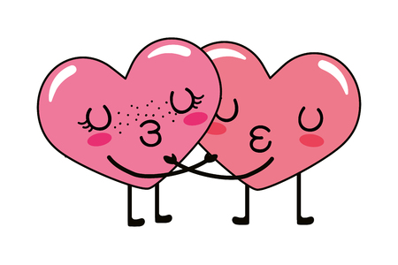 love heart couple kissing cartoon vector illustration graphic designのイラスト素材