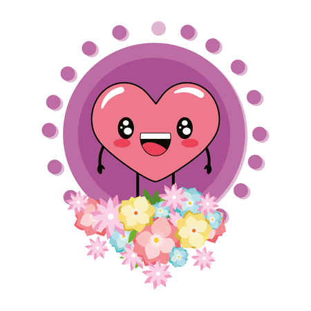 love heart flowers round icon cartoon vector illustration graphic designのイラスト素材