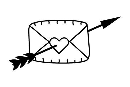 love valentines envelope with cupid arrow cartoon vector illustration graphic designのイラスト素材