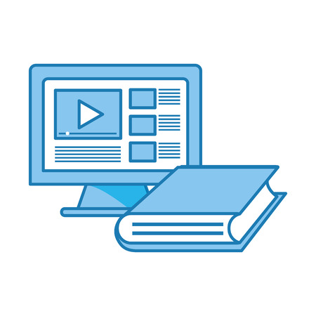 computer video icon with book vector illustration graphic designのイラスト素材
