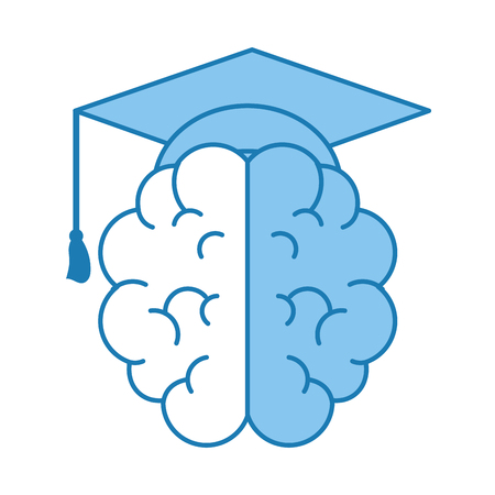 brain with graduation cap vector illustration graphic designのイラスト素材