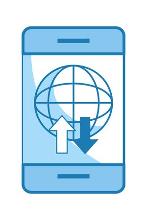 cellphone with globe and transfer symbol vector illustration graphic designのイラスト素材