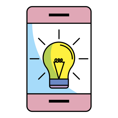cellphone and bulb light vector illustration graphic designのイラスト素材