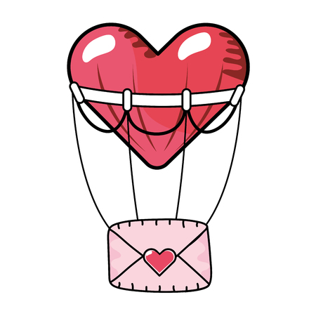 heart balloons with envelope and heart vector illustration graphic designのイラスト素材