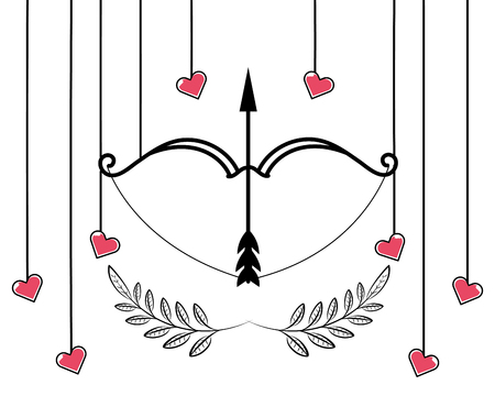 bow and arrow with hanging hearts vector illustration graphic designのイラスト素材