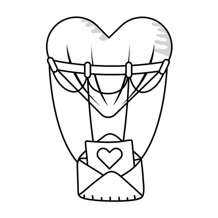 heart balloons with envelope and heart vector illustration graphic designのイラスト素材