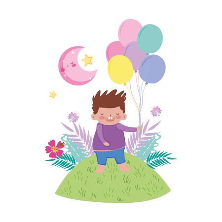 little chubby boy in the landscape vector illustration designのイラスト素材