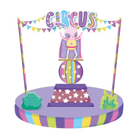 cute circus rabbit with layer vector illustration designのイラスト素材