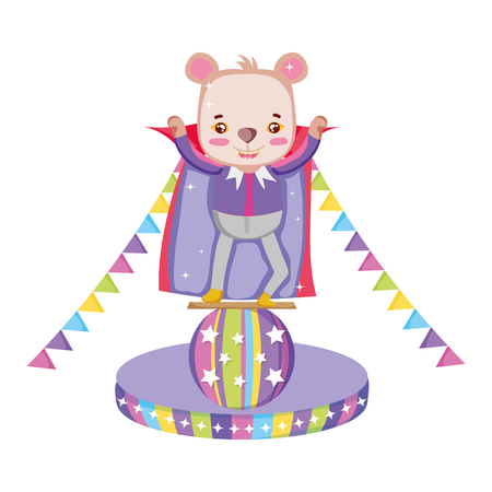 cute circus bear with layer in balloon vector illustration designのイラスト素材