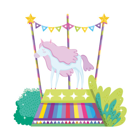 beautiful circus horse in stage character vector illustration designのイラスト素材