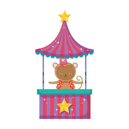 funny circus monkey with hat in kiosk vector illustration designのイラスト素材