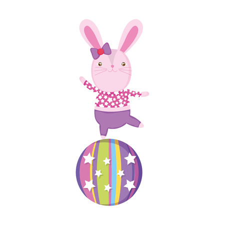 cute circus rabbit in balloon vector illustration designのイラスト素材