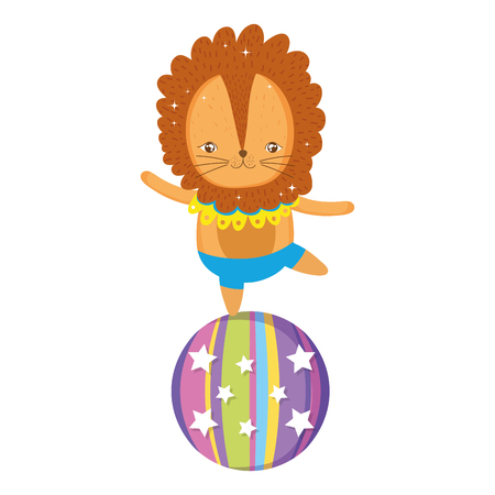 cute lion circus in plastic balloon vector illustration designのイラスト素材