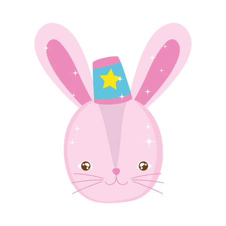 cute rabbit circus with hat vector illustration designのイラスト素材