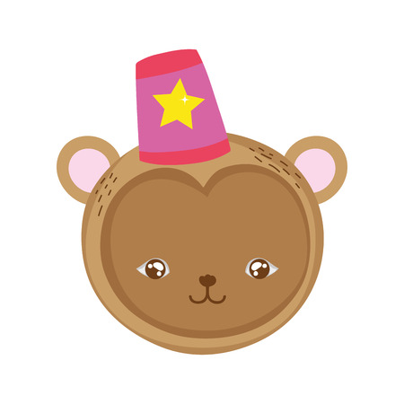 funny circus monkey head with hat vector illustration designのイラスト素材
