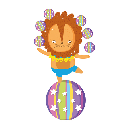 cute lion circus juggling balls vector illustration designのイラスト素材