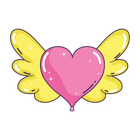 heart love with wings vector illustration designのイラスト素材