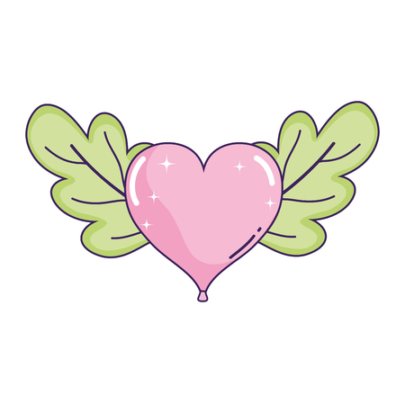 heart love with leafs vector illustration designのイラスト素材