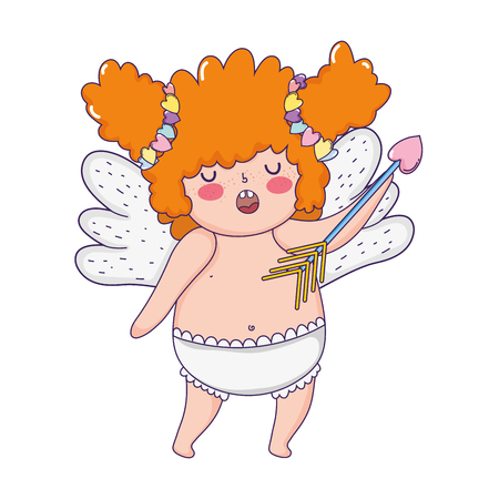 cute cupid chubby girl with arrow vector illustration designのイラスト素材