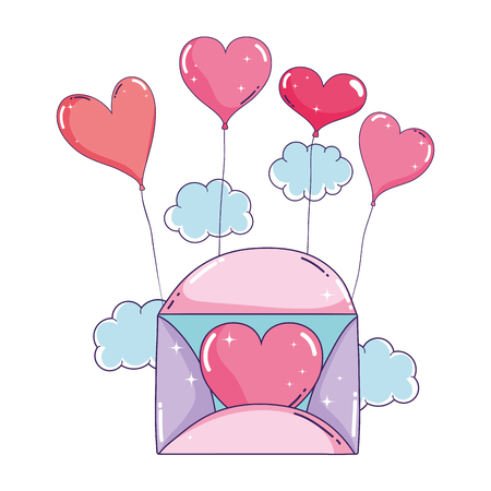 envelope with heart shaped party balloons vector illustration designのイラスト素材