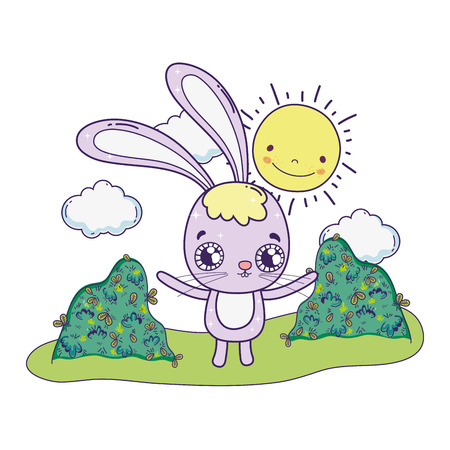cute rabbit valentines day card vector illustration designのイラスト素材